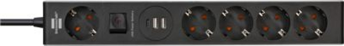 Brennenstuhl Steckdosenleiste 5-fach mit Schalter, 1x USB-C Power Delivery, 2x USB-A, 45W, grau/schwarz - Bild 4