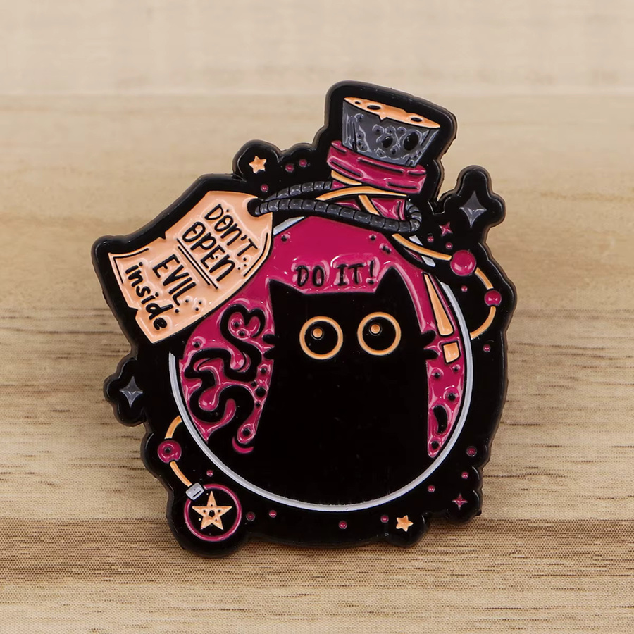 Brosche Emaille, schwarze Katze, Unisex - Bild 2