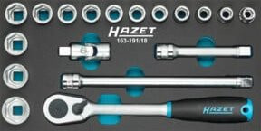 Hazet Steckschlüssel-Satz 163-191/18 mit 18 Werkzeugen, 1/2 Zoll Vierkant hohl, Außen-Sechskant-Tractionsprofil, Farbe Silber - Bild 1