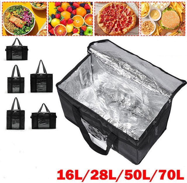 Isolierte Thermotasche von Clyine in Schwarz mit Reißverschluss für Lebensmittel und Einkäufe, 16 l bis 70 l Fassungsvermögen - Bild 1