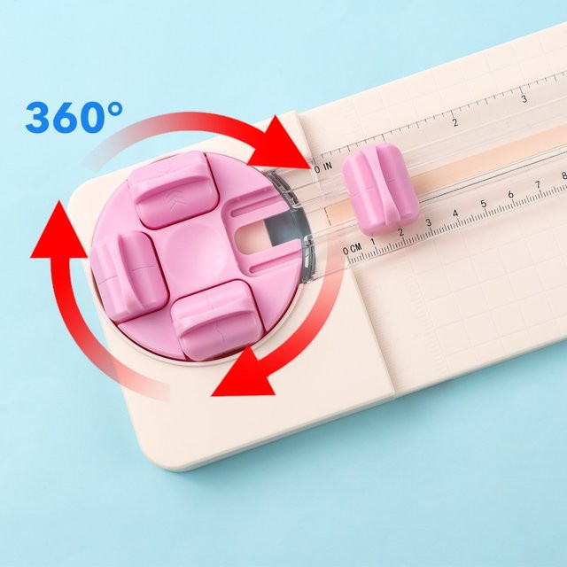 4-in-1 Papierschneider mit Drehklingen für Bastelarbeiten und Scrapbooking in Rosa und Blau - Bild 1
