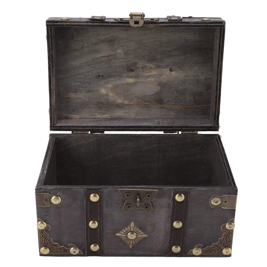 TOPINCN Retro Holz Schatzkiste Vintage Schmuckbox in Braun mit codiertem Schloss - Bild 3