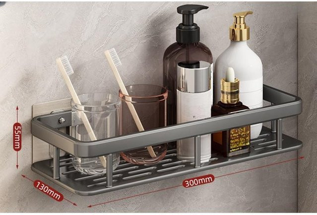 Chenxiaogang Eckregal für das Badezimmer aus Aluminium, Wandregal in Grau, B/T/H: 30,5 x 30,5 x 13,0 cm - Bild 1