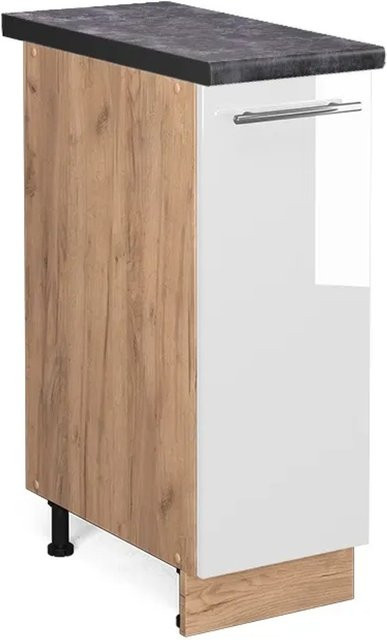 Vicco Apothekerschrank Fame-Line in Weiß Hochglanz und Anthrazit mit Eiche-Optik, B/T/H: 60,0 x 30,0 x 82,0 cm - Bild 1