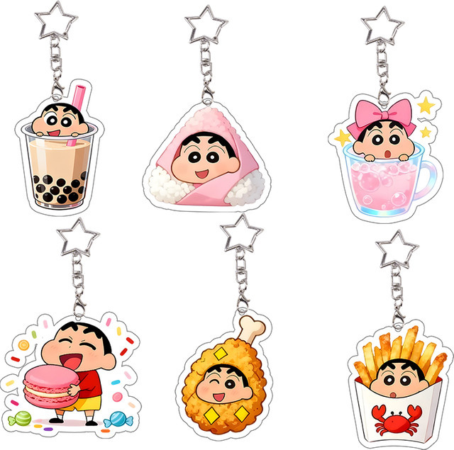 Bandai Crayon Shin-chan Shinnosuke Nohara Acryl-Schlüsselanhänger, 6er-Set - Bild 1