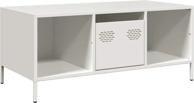 vidaXL Couchtisch in Weiß aus kaltgewalztem Stahl im Industrie-Stil, B/T/H: 101,5 x 50 x 43,5 cm - Bild 1