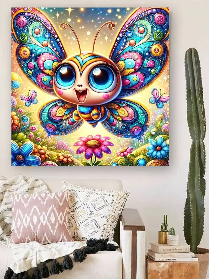 Evershine Diamantmalerei DIY Set mit Schmetterling, Honigbiene und Blumen in Multicolor, Full Round, Breite: 20 cm, Höhe: 20 cm - Bild 4