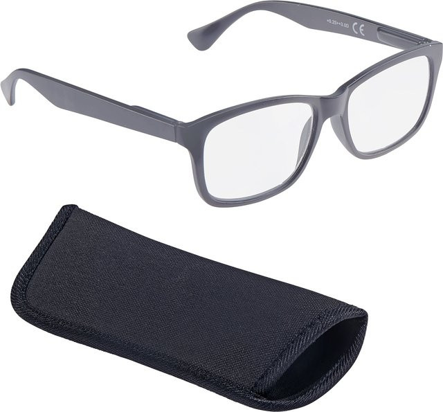Wellys Lesebrille Unisex, Vollrand, rechteckig, Kunststoff, grau - Bild 1