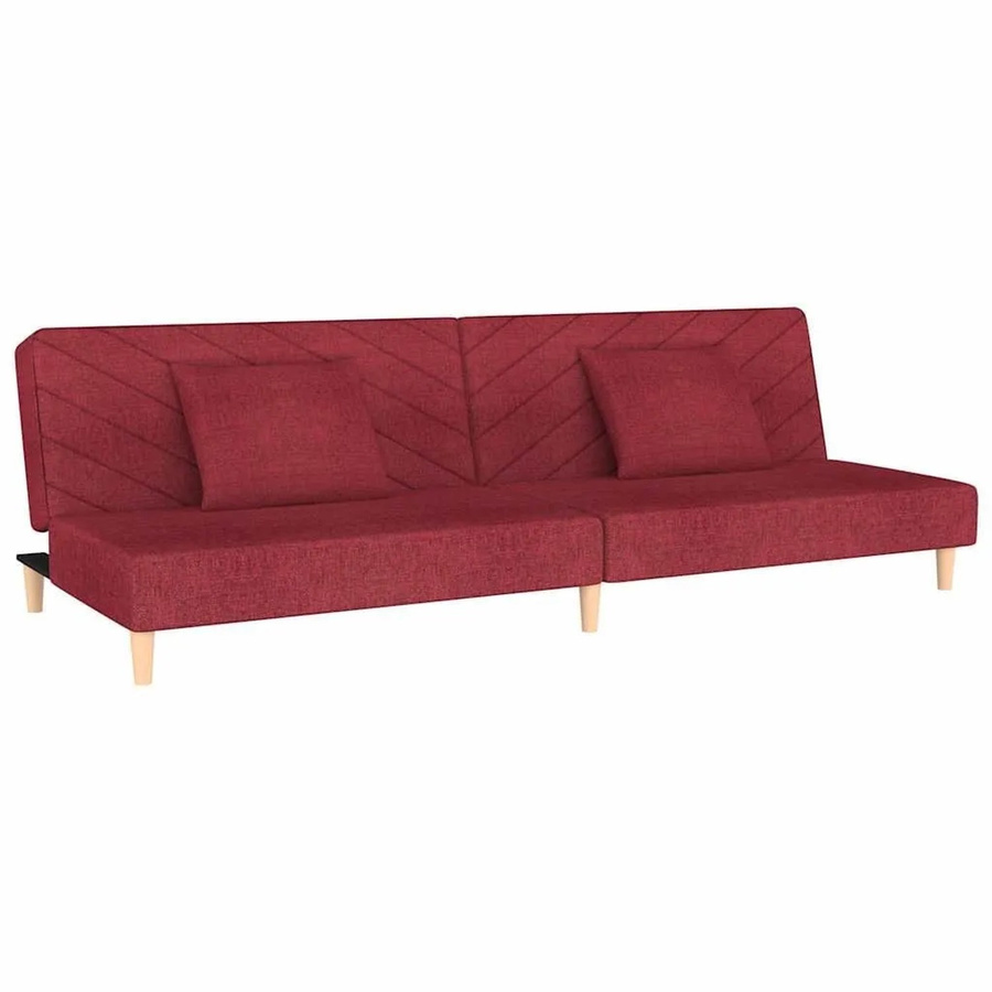 vidaXL Schlafsofa 2-Sitzer Click-Clack mit 2 Kissen in Weinrot aus Stoff und Holzrahmen - Bild 2