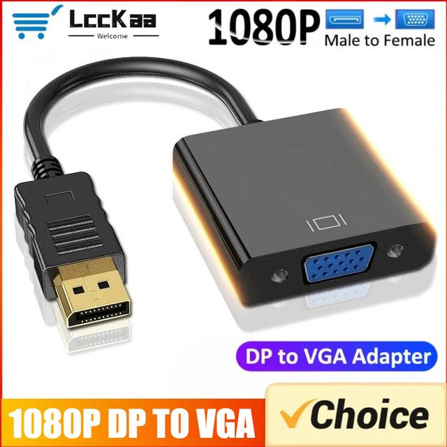 LccKaa DisplayPort zu VGA Adapter Kabel für Full HD 1080P in Schwarz oder Weiß - Bild 1
