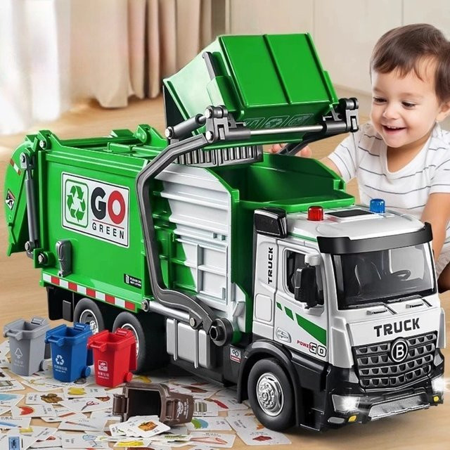 MINI AUTO Elektrische Stadt Hygiene Fahrzeug Lkw, 1:18, Metall, mit Licht und Sound - Bild 1
