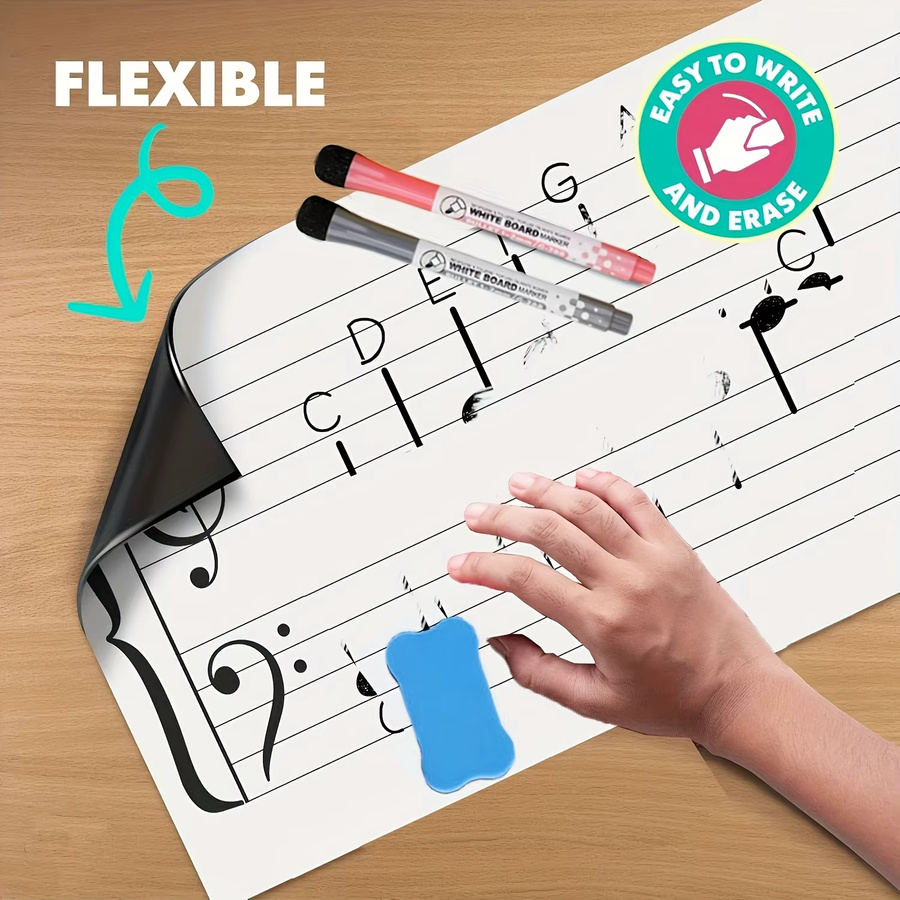 2D Flat Stave Music Note Magnetfolien-Set zur Fliesendekoration für Zuhause und das Klassenzimmer - Bild 3