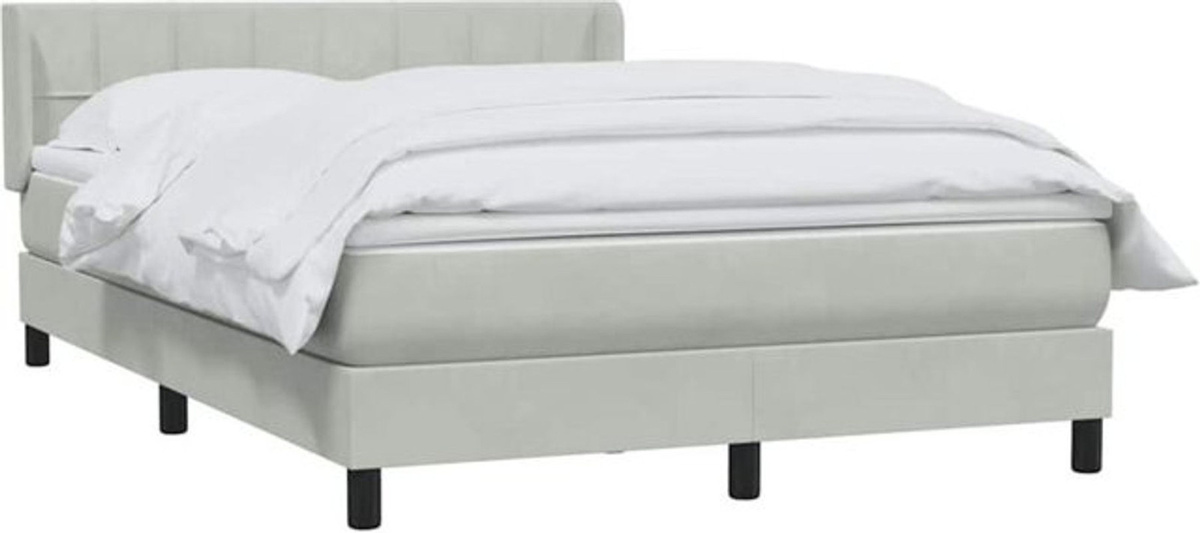 vidaxl Boxspringbett mit Matratze aus Samt in Grau, B/T/H: 160 x 220 cm - Bild 1