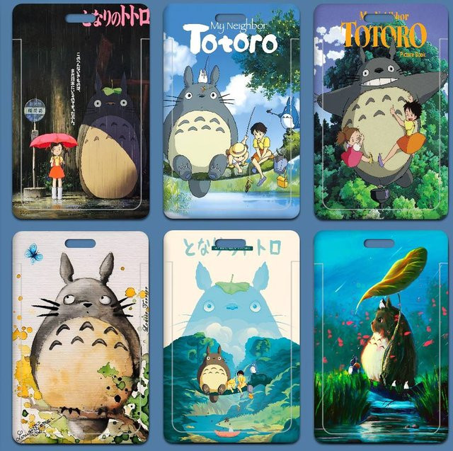 T-Totoros Art Cartoon Arbeitskartenhalter mit Umhängeband und Taschen in Multicolour für Ausweise, Visitenkarten und Kreditkarten - Bild 1