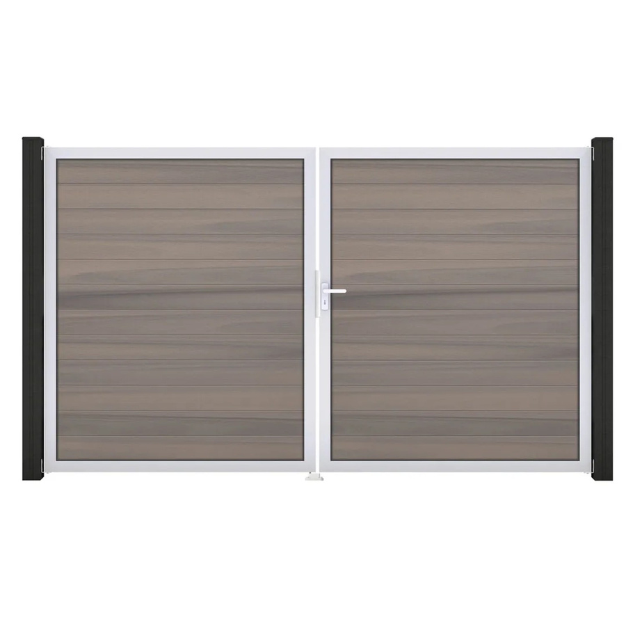 GroJa Solid Steckzaun Tor DIN Rechts EV1 Doppel-Tor in Bi-Color Sand/Multicolor aus Aluminium und BPC - Bild 2