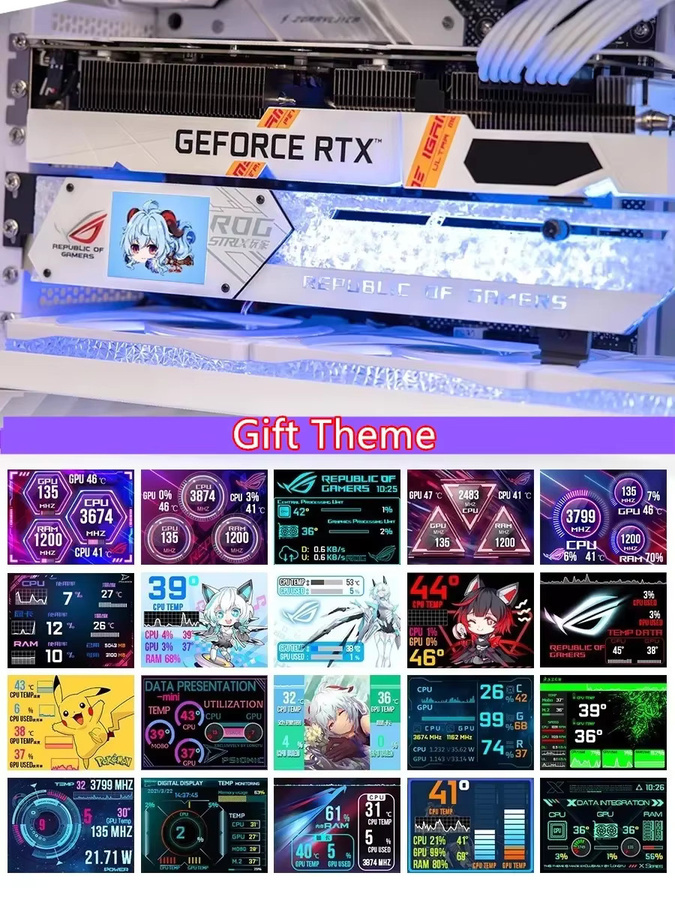 FREEZE MOD GPU Halter mit LCD und ARGB in Schwarz inklusive 2,2 Zoll Monitor zur Unterstützung deiner Grafikkarte für dein PC-Setup - Bild 5