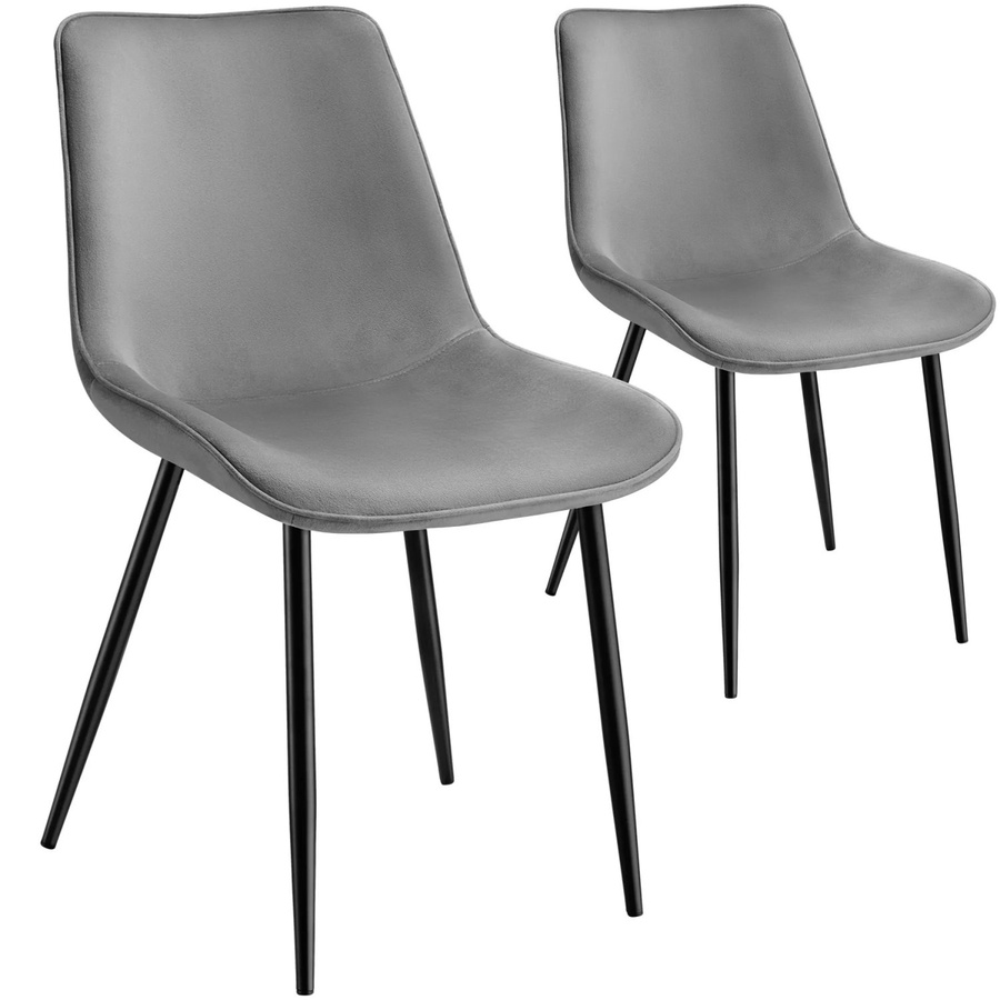 tectake Set Monroe Stühle, 2er Set, gepolstert in Samtoptik, Grau, Stahlbeine, B: 59 cm, T: 48 cm, H: 82,5 cm - Bild 2