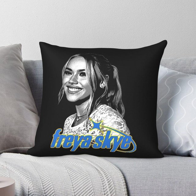 Freya Skye Musik Vintage Quadratischer Kissenbezug aus Polyester und Leinen mit Samt-Finish in Schwarz, B/T: 30 x 30 cm - Bild 1