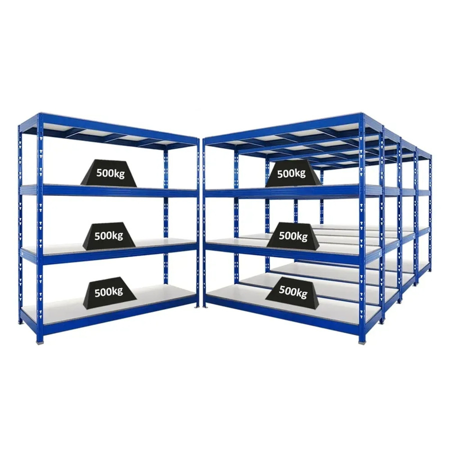 5er Set PROREGAL Rhino Profi Schwerlastregal in Blau mit 4 Melamin-Ebenen, B/T/H: 200 x 60 x 200 cm - Bild 2