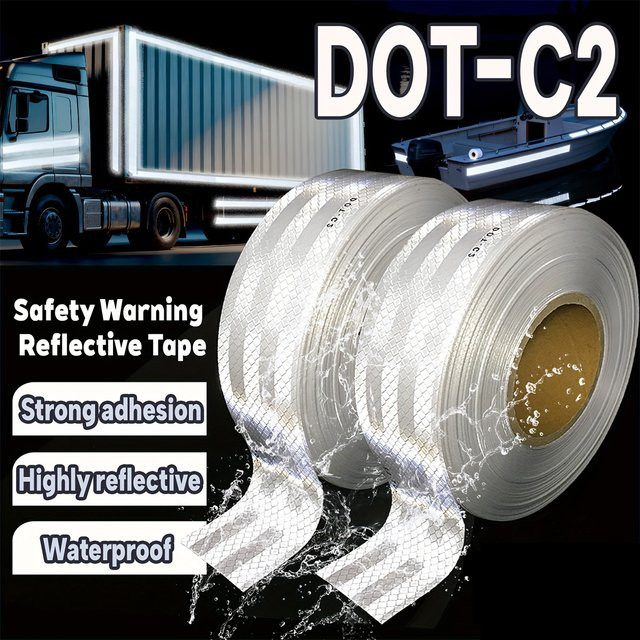 Weißes reflektierendes Klebeband DOT-C2 als Sicherheitswarnung und wasserdichter reflektierender Streifen für LKW und Van - Bild 1