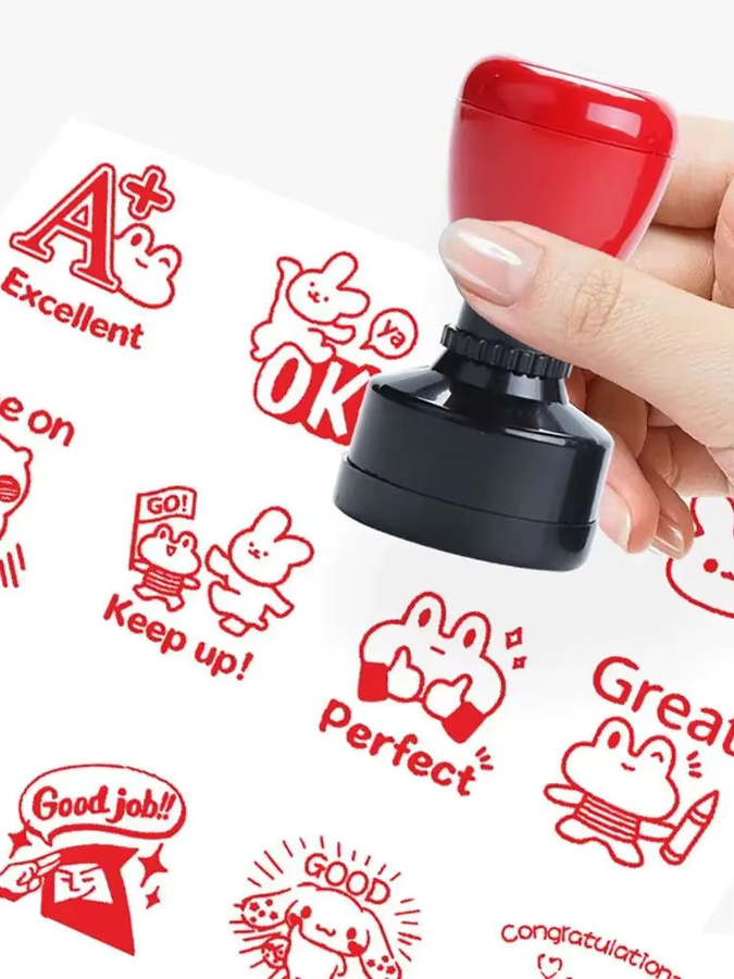 TMZ Selbstfärbender Emoticon-Stempel für Lehrer und Scrapbooking in Rot - Bild 4