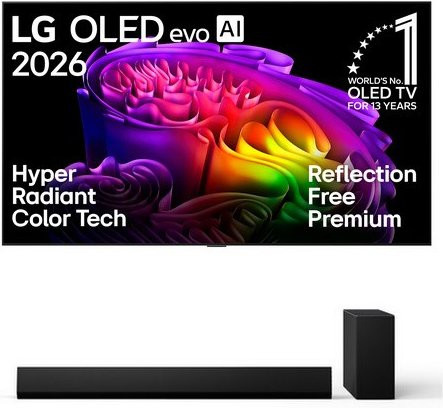 LG OLED83G68LW OLED evo AI TV 83 Zoll 210 cm mit DSG10TY Soundbar und Subwoofer, 4K Ultra HD Smart-TV, Schwarz - Bild 1