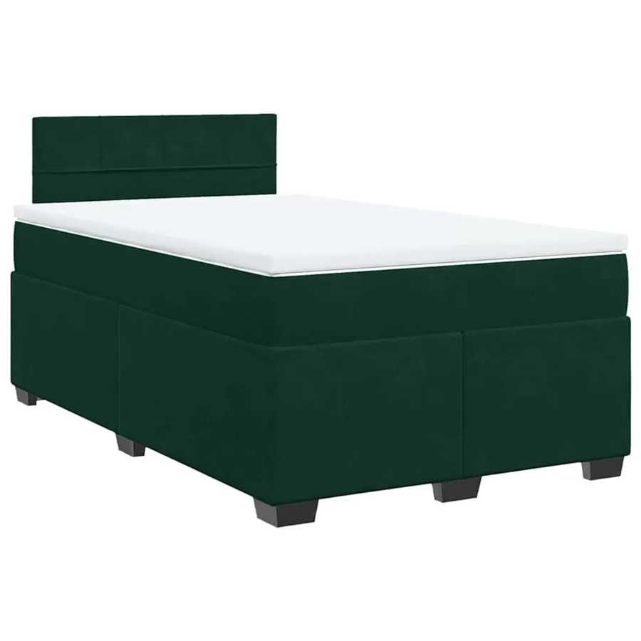 vidaXL Boxspringbett mit Matratze Dunkelgrün aus Samt, Hybrid-Design mit Taschenfederkern, B/T: 120 x 190 cm - Bild 2