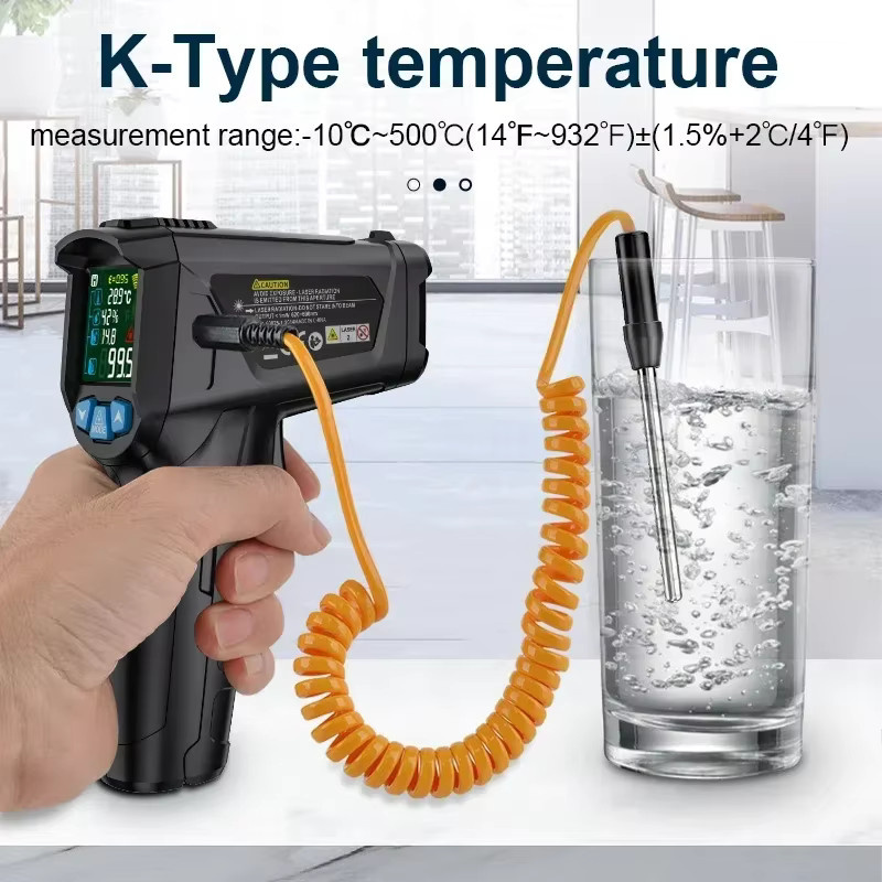 Mestek IR02C Infrarot-Thermometer, berührungloses digitales Laser-Temperaturmessgerät in Schwarz - Bild 2
