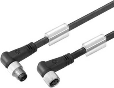 Weidmüller Sensor-Aktor-Steckverbinder 1857680080 konfektioniert M8 Stecker gewinkelt und Buchse gewinkelt in Schwarz mit 0,80 m Kabellänge - Bild 1