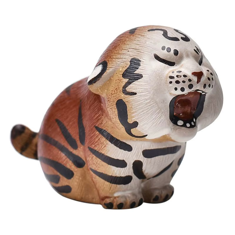 Handgefertigte Zisha-Skulptur Tiger-Tee-Haustier in Lila als Glücksbringer für dein Gongfu-Teeservice und zur Heimdekoration - Bild 5