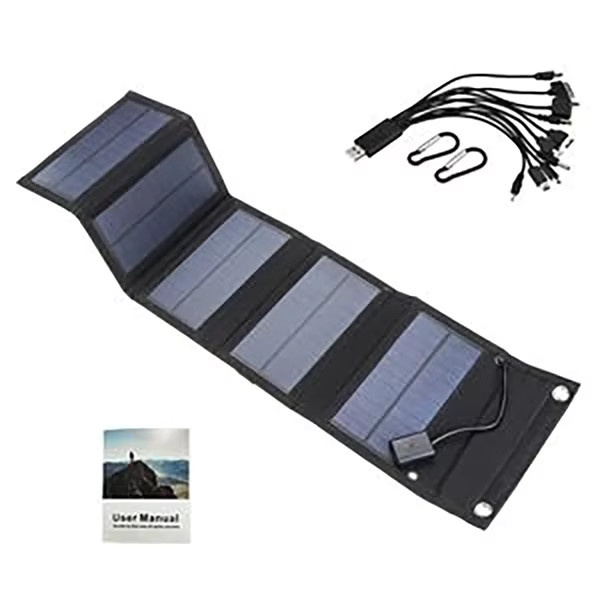 SNQP Faltbares 600 W Solarpanel-Telefonladegerät mit USB-Anschluss in Schwarz für Camping und Notfälle - Bild 3