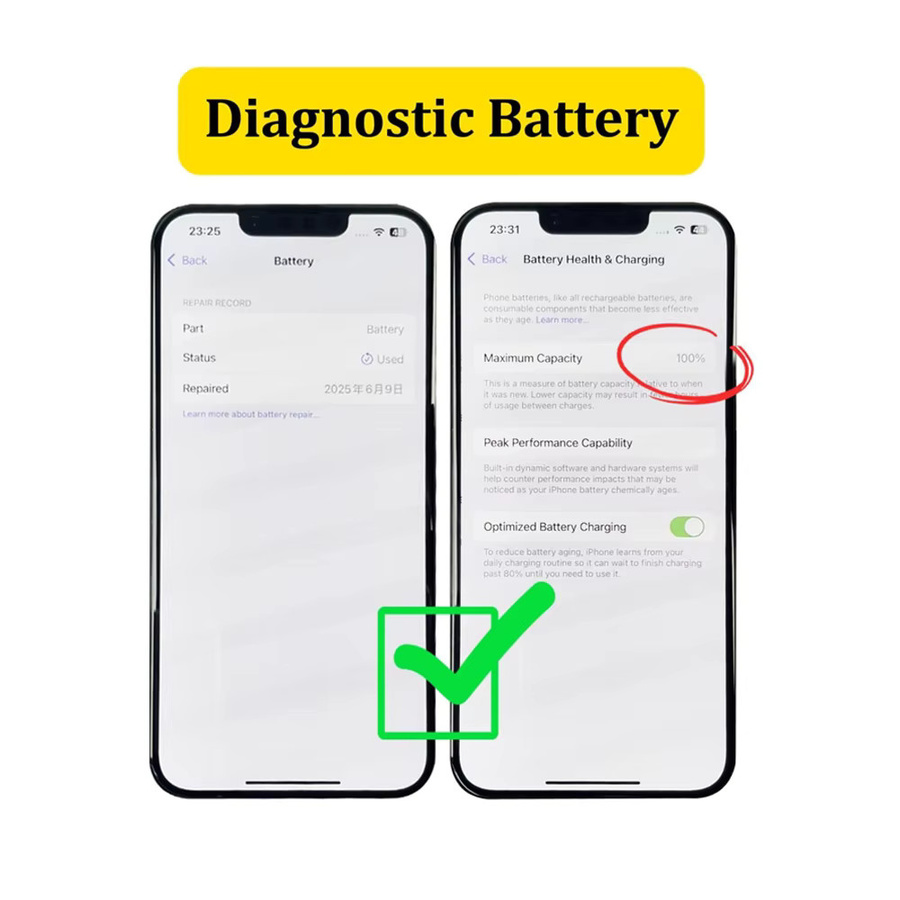 Vormir Diagnosebatterie in Schwarz für iPhone 12, 13 Mini, 14, 14 Plus und 15 Pro Max mit 100 % Kapazität ohne Fehlermeldung oder Pop-up-Hinweis - Bild 2