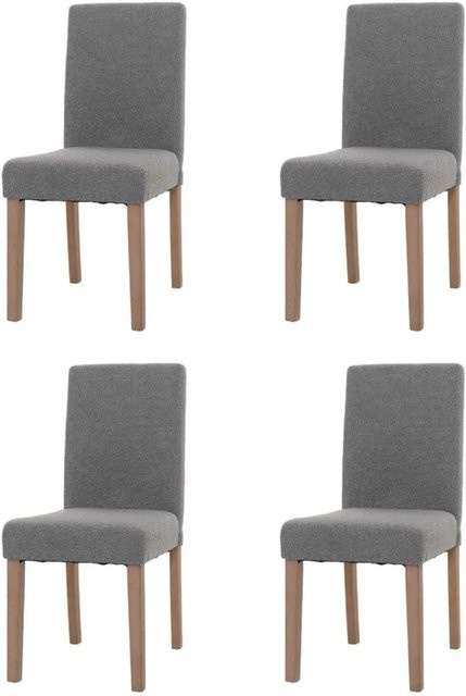 4er-Set MCW Esszimmerstuhl Littau aus Bouclé in Grau mit Beinen aus Naturholz - Bild 2