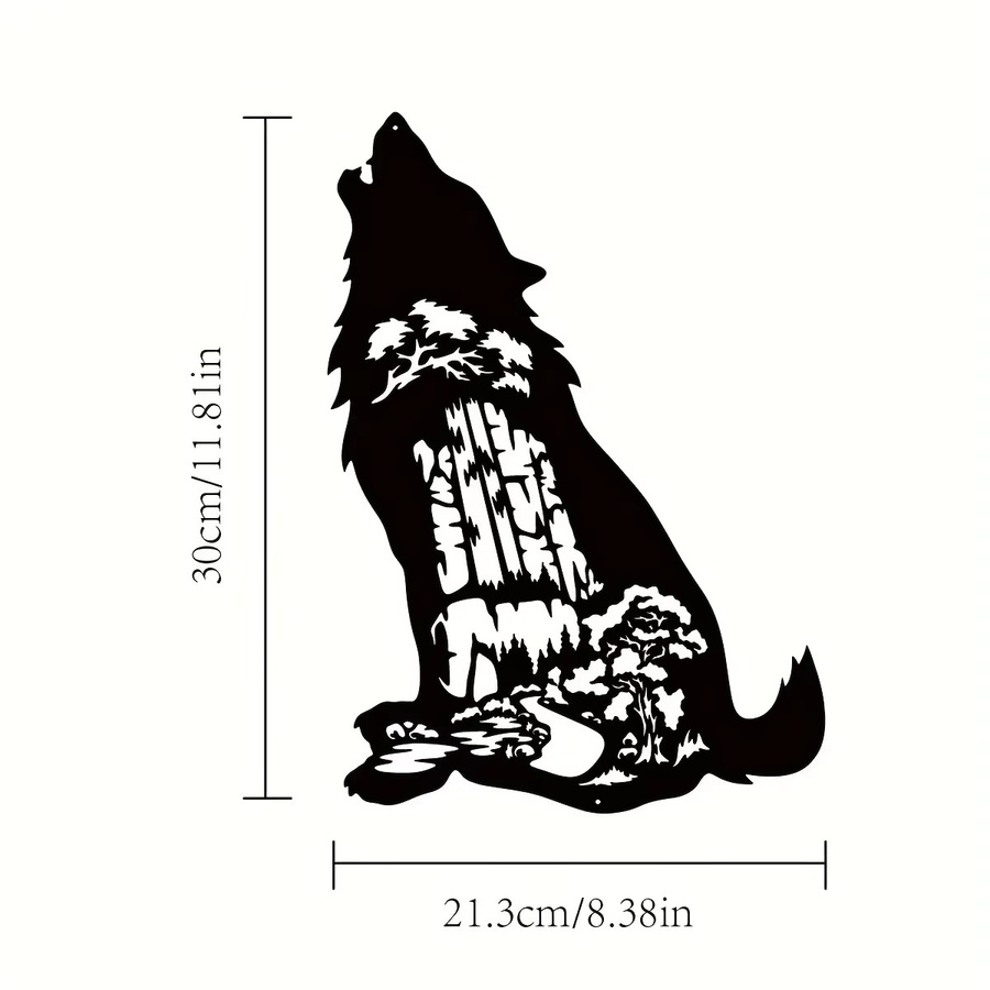 Wolf Wanddekoration aus Metall CIFBUY in Schwarz als Kunstzeichen für Wald und Wolf-Liebhaber - Bild 2