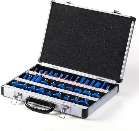 aimo Wolframkarbid Fräser Bit Set für Holzbearbeitung, 35 Stück, Blau, Schaftdurchmesser: 6,35 mm