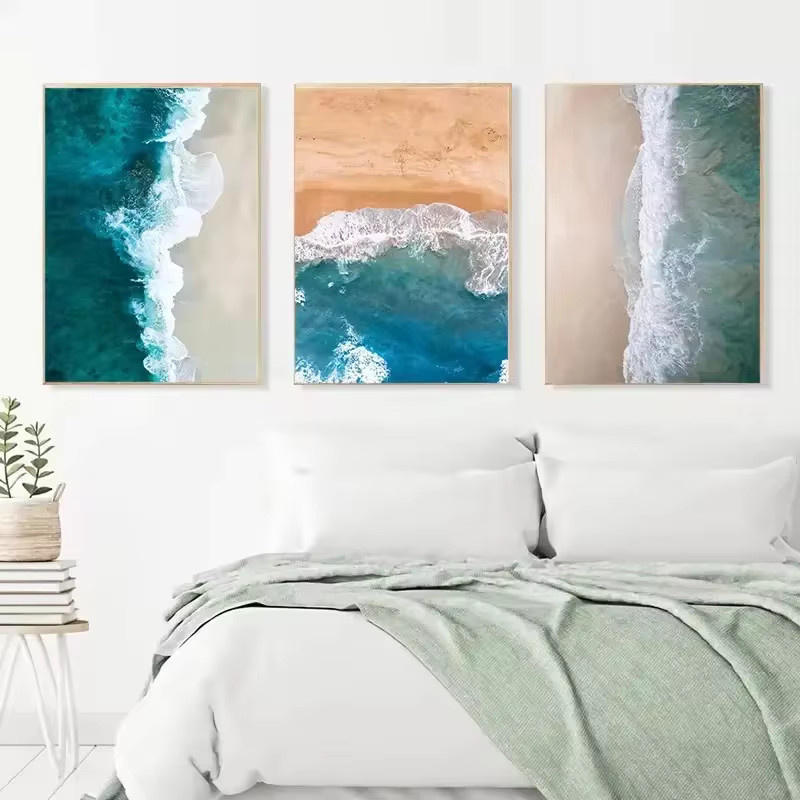 Potdemiel Seascape Strand Ozean Wellen Wandkunst Leinwand Poster im modernen Nordic Design - Bild 3