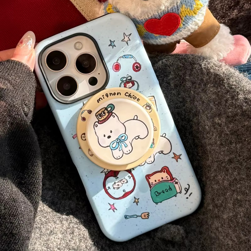 Magnetischer MagSafe Griptok Ständer mit süßem koreanischem Cartoon Welpen Design für dein iPhone - Bild 2