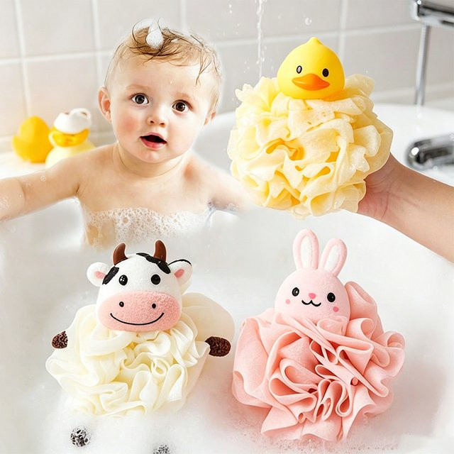 Baby-Peeling-Badeschwamm & Luffa, 2-in-1 doppelseitig, Kinder - Bild 1