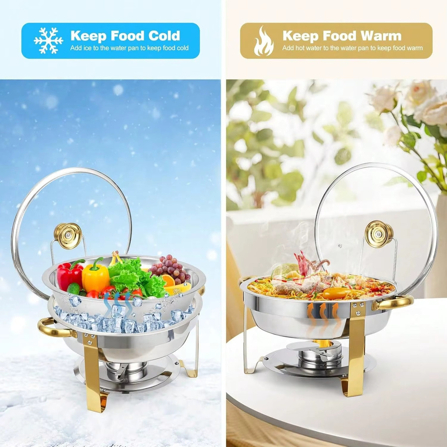Rundes Chafing Dish-Set von BAIJL aus Edelstahl in Silber für professionelles Catering und Buffetwärmer - Bild 2