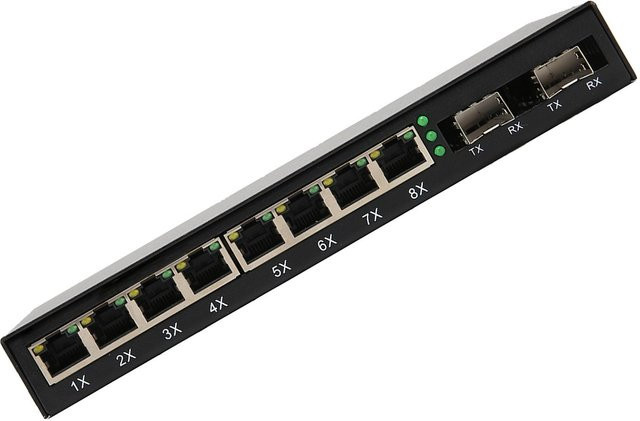 Honor Electronics Gigabit Switch mit 8 Ethernet-Ports und optischem Konverter, Schwarz - Bild 1