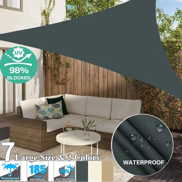 Wasserdichtes Sonnenschutz Segel Dreieck Baldachin in Grau für Garten Terrasse und Pool - Bild 1
