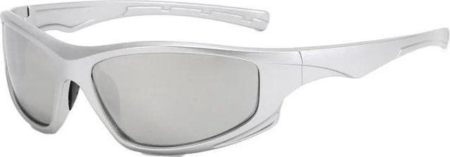 Fuosmtor Wrap Around Sonnenbrille, Damen, Vollrand, Kunststoff, Silber - Bild 1