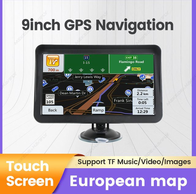 NAVIFANS GPS Navigationssystem mit 9 Zoll Touchscreen, Europa Karte, FM Radio und Sonnenschirm in Schwarz - Bild 1