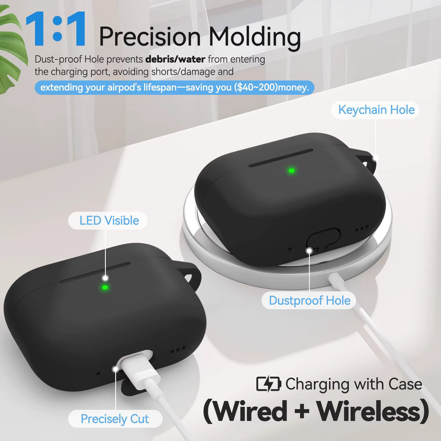 Weiche Silikonhülle für Apple AirPods Pro 3. Generation in Weiß inklusive Reinigungsset - Bild 3