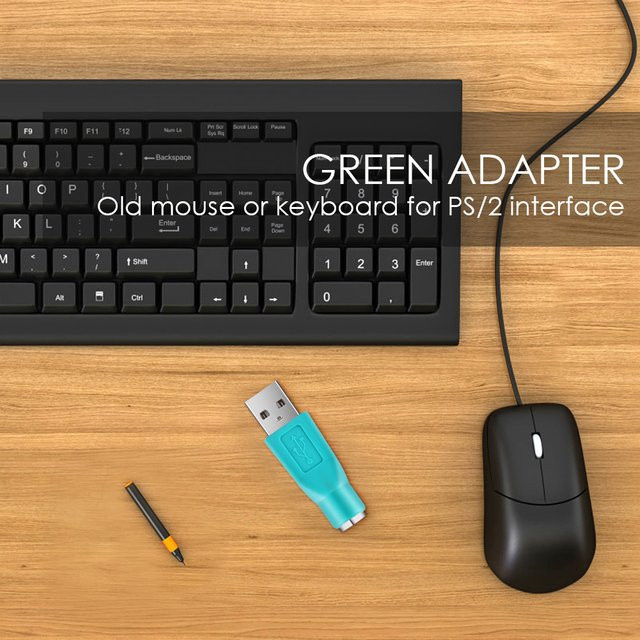 ALLOET PS/2 auf USB Adapter Konverter für Tastatur und Maus in Türkis - Bild 1