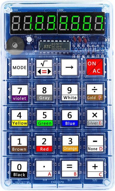 UICPAL DIY Elektronik-Bausatz LED Digital-Röhrenrechner mit Farbring-Widerstandszähler und 51 MCU in Blau und Multicolour - Bild 1