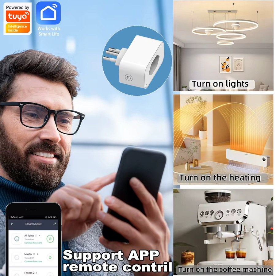 Tuya WiFi Smart-Steckdose mit Brasilianischem Steckertyp N in Weiß, Fernsteuerung und Sprachsteuerung via Smart Life App mit Timer, Countdown und Überlastschutz - Bild 2
