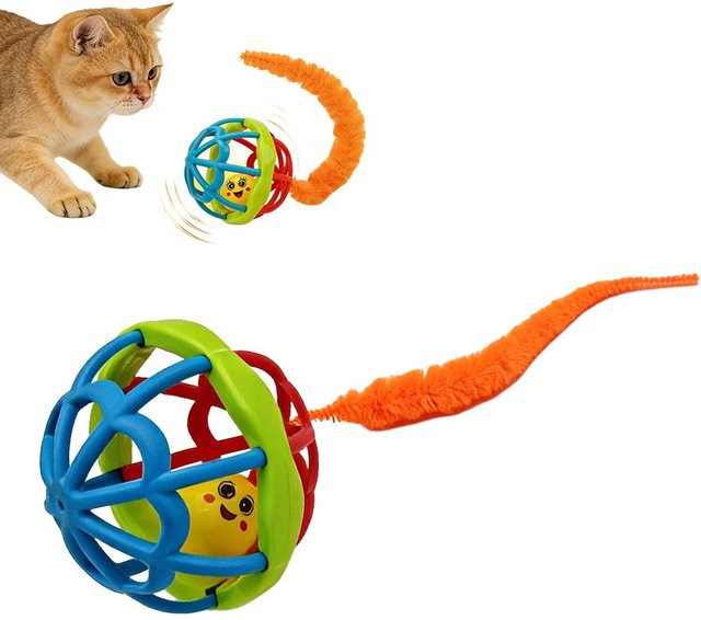 Kitzelkatze Bunter Hüpfball, interaktives Katzenspielzeug - Bild 1