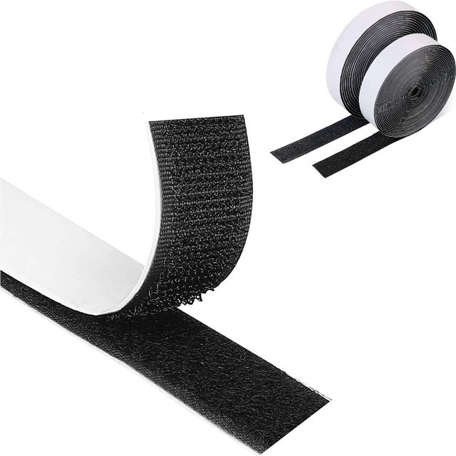Selbstklebendes Klettverschluss-Befestigungsband aus Nylon in Schwarz, Breite: 20 mm, Länge: 5 m - Bild 1