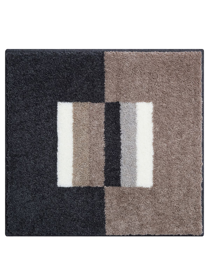 Rutschfeste Badematte in Beige mit grafischem Design aus 100% Polyacryl, für Fußbodenheizung geeignet - Bild 2